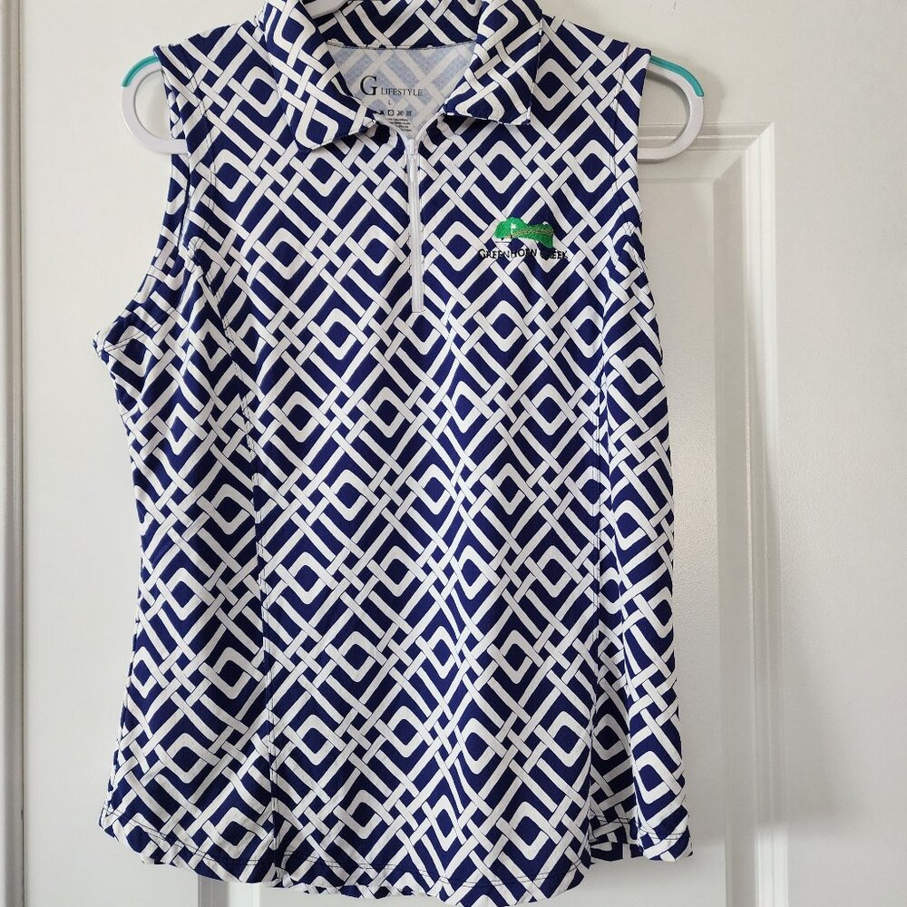 G Lifestyle Women's Sleeveless Golf Shirt With Logo, Size Large. ITEM 1125252GS